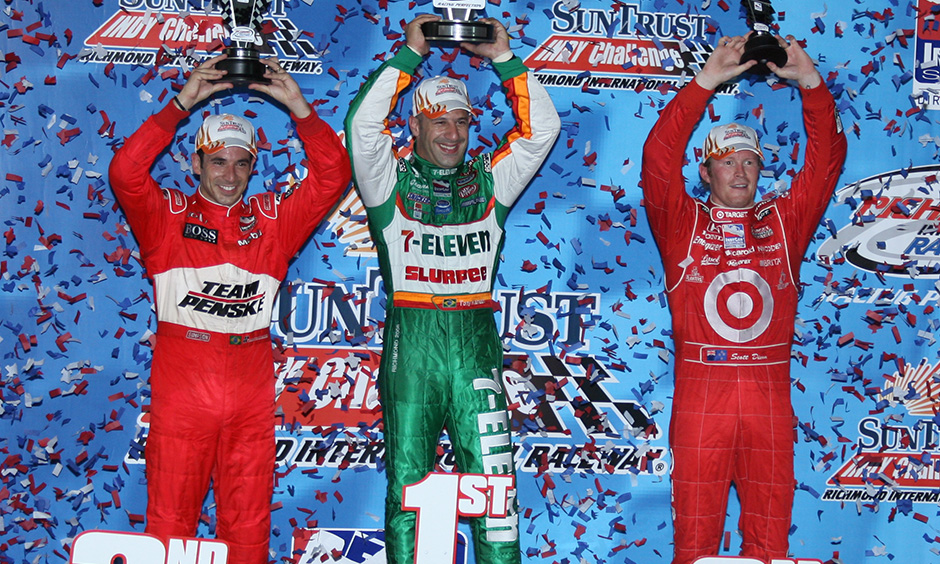 Helio Castroneves, Tony Kanaan and Scott Dixon