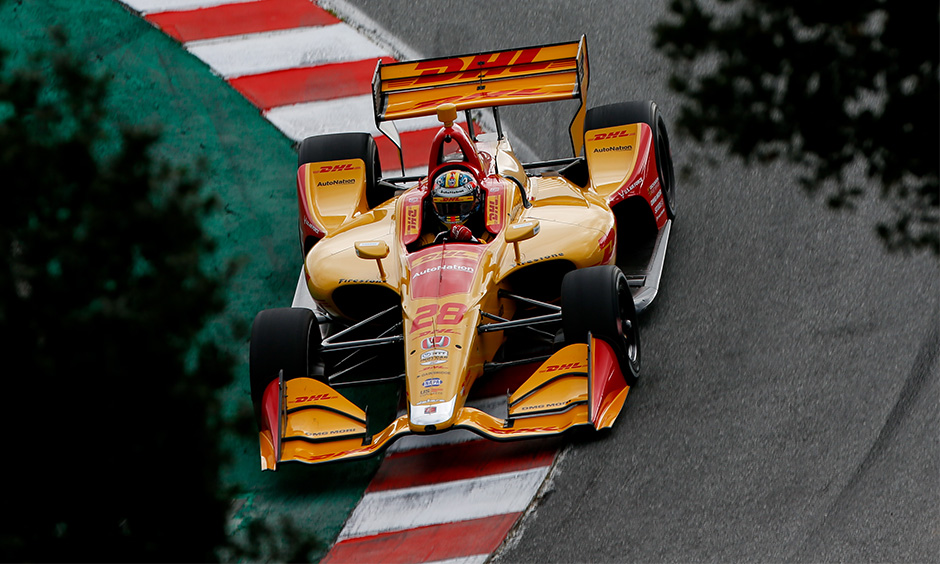 Ryan Hunter-Reay in Laguna Seca's Corkscrew