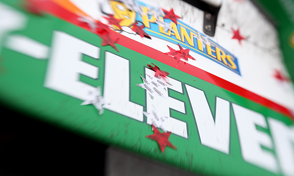 The 7-Eleven Indy car in Victory Lane.