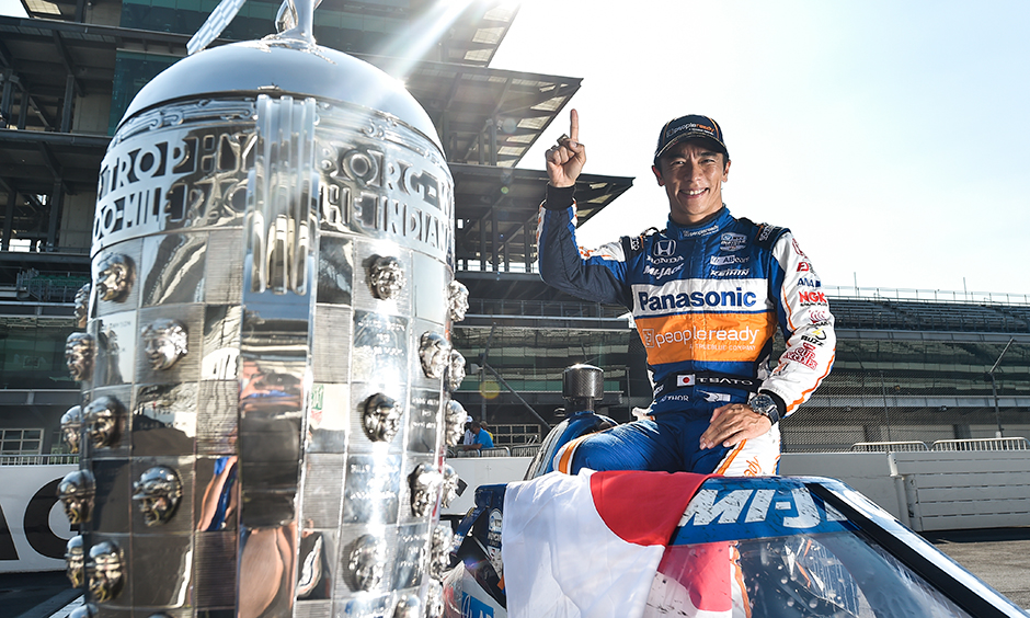 Takuma Sato with Trophy