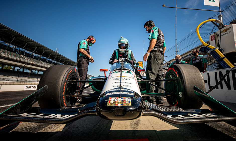 Dalton Kellet gets into his car at Indianapolis.