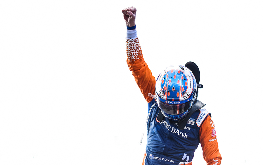 Scott Dixon celebrates