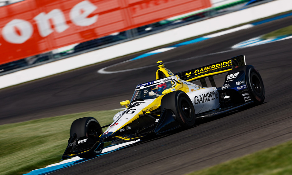 Colton Herta on track at Indianapolis Motor Speedway road course.