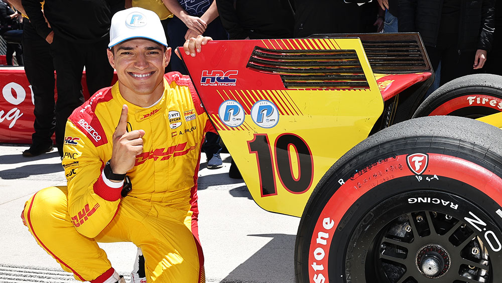 Alex Palou wins the NTT P1 Award for the 2025 Java House Grand Prix of Monterey