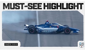 Thumbnail for Linus Lundqvist Spins, Hits Wall After Four-Wide Run Into Turn 1 at Indy 500