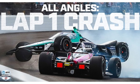thumbnail for All Angles: Multiple Cars Collide on First Lap of Indy 500