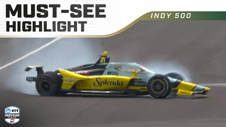 thumbnail for Christian Rasmussen Tags Wall, Takes Long Slide in Indy 500 Practice