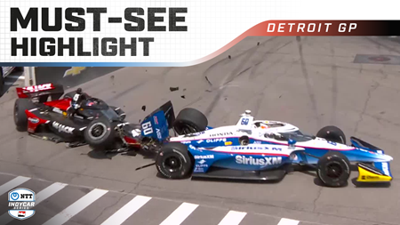 thumbnail for Felix Rosenqvist, Louis Foster Crash Hard in Closing Laps at Detroit