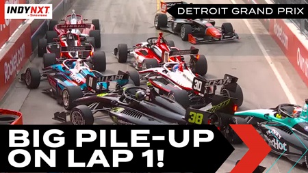 thumbnail for Chaos at the Start as Multiple Cars Stack Up!